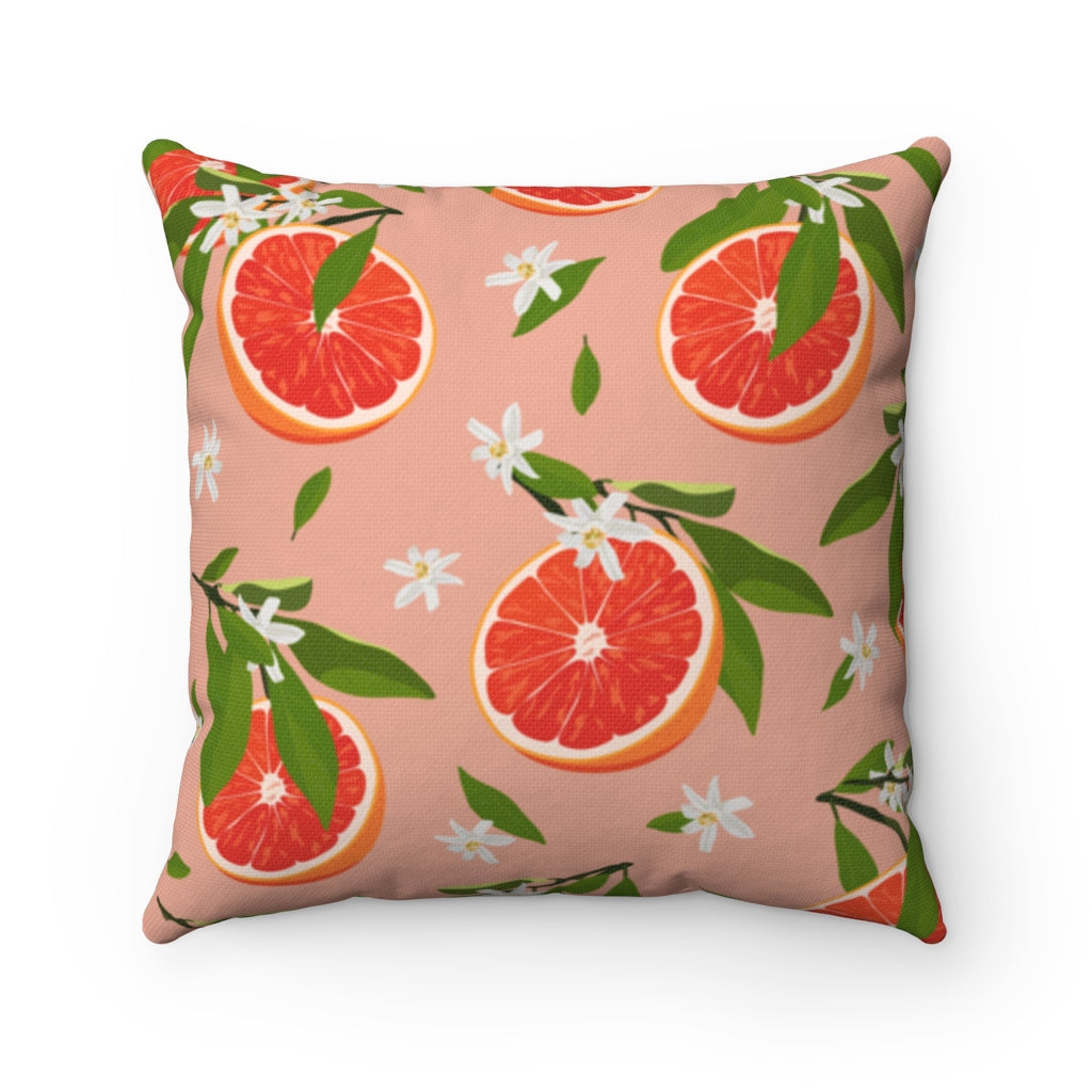 Floral Fruit Orange Throw Pillow