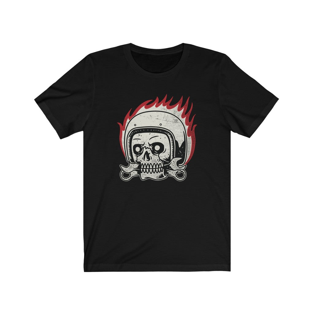 Fire Skull Helmet T-Shirt