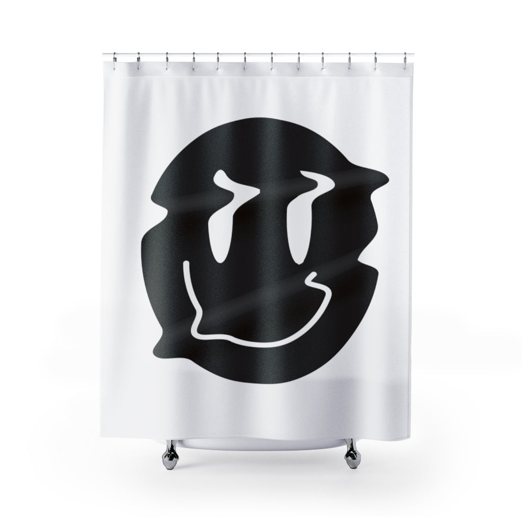 Distorted Smiley (Black) Shower Curtain