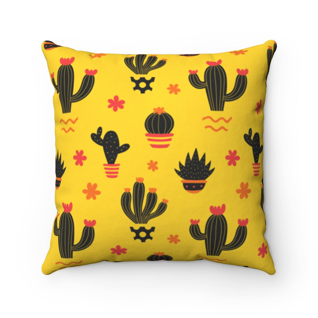 Yellow Cactus Throw Pillow