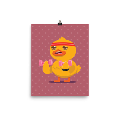 Working Out Gym Duck Poster