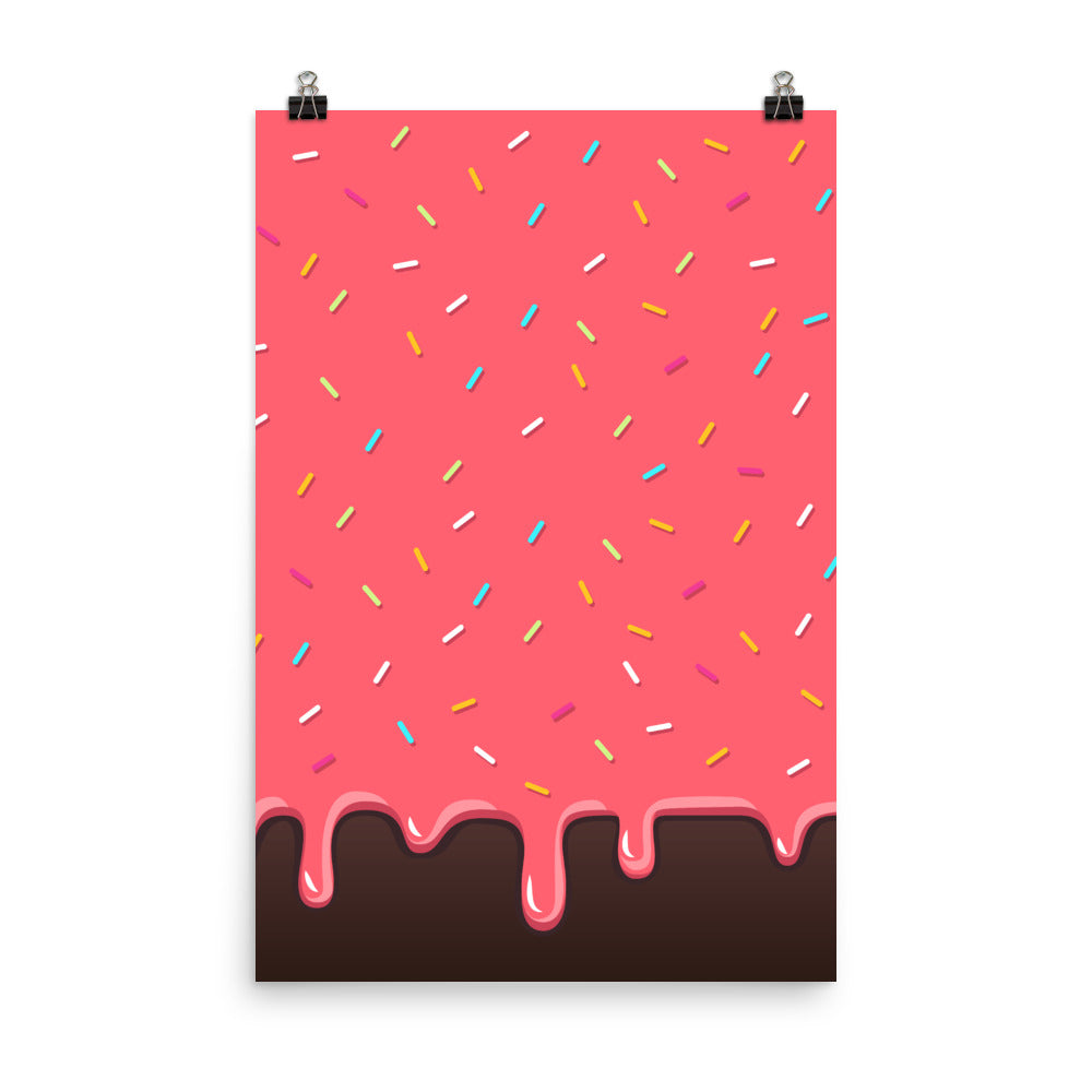 Pink Chocolate Waffle With Sprinkles Poster